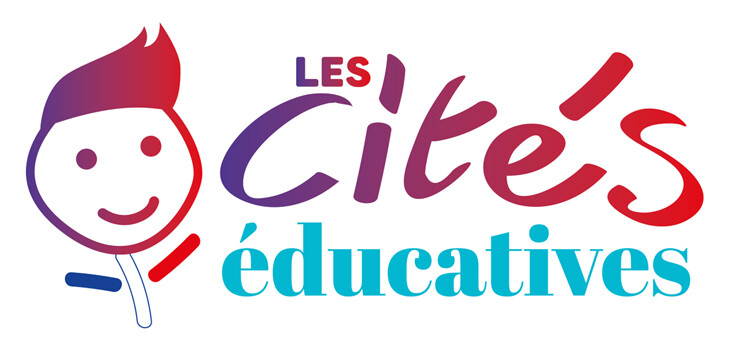 Logo cités éducatives avec un petit dessin d'un enfant