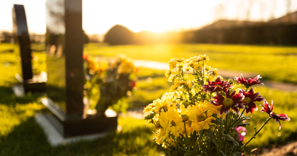 Photo de pierres tombales et de fleurs